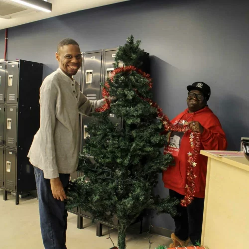 Members decorating for the holidays